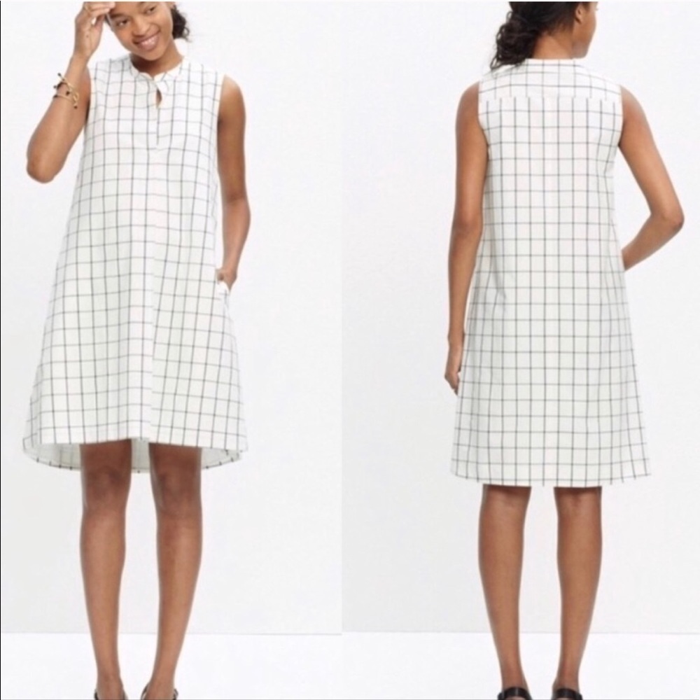 Madewell Windowpane Black White Dress